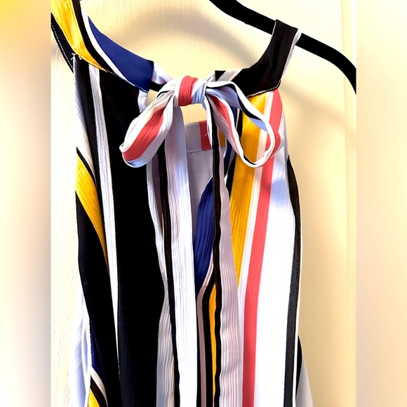 New York & Co. XXL Halter Dress with Tie-Back Neck and Self-Fabric Belt - Picture 4 of 8